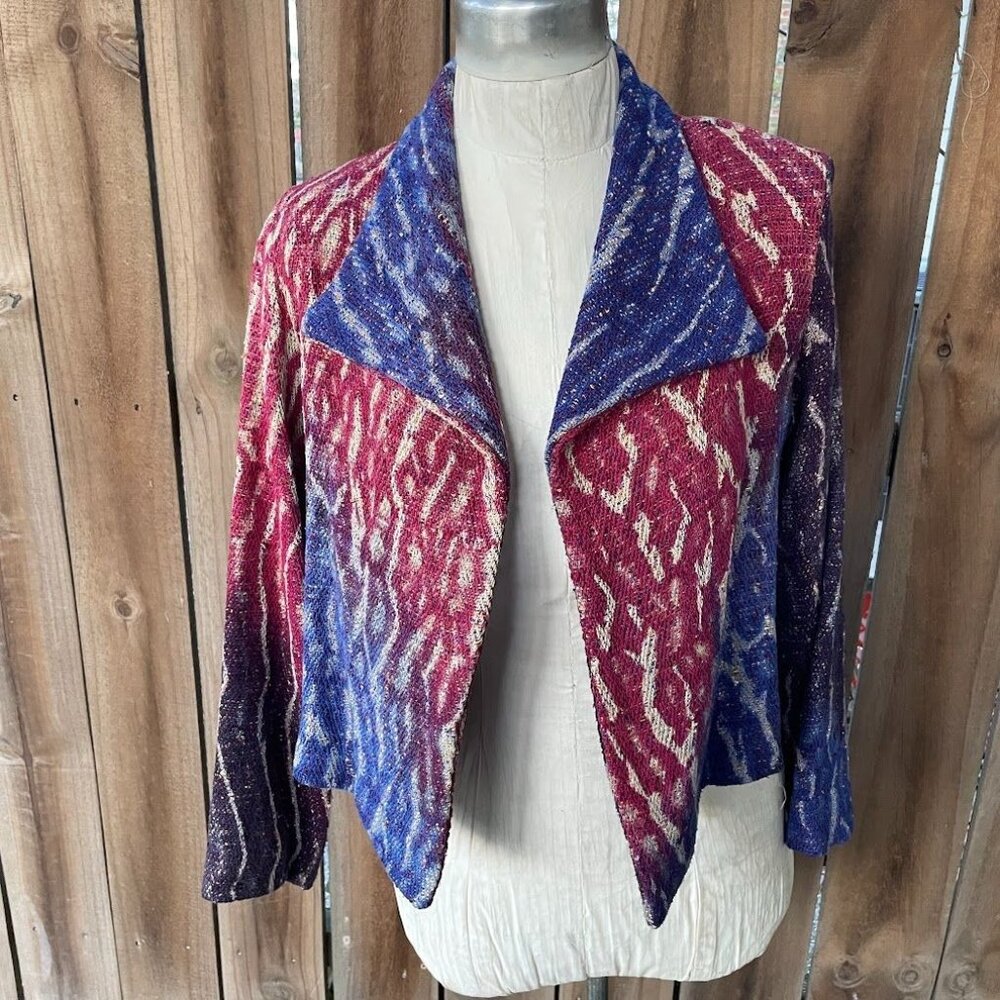 CANDISS COLE Art To Wear Handwoven Silk Rayon Cotton SWING COAT XS